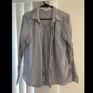 Old Navy Blue and White strip button up. Size Large. Like New